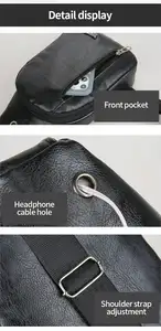 Tas Selempang Kulit Pria Warna Hitam Burgundy Maroon, Tas Pinggang Mewah untuk Kamera, Uang, dan Barang Berharga - Product Image 5