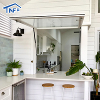 Fenêtre à auvent moderne en aluminium sur mesure, à ouverture par le haut, insonorisée, coupe-vent, avec vérin à gaz et store enrouleur pour cuisine et usage extérieur