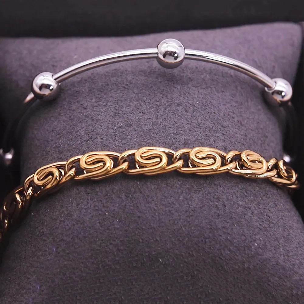 Vintage Paperclip Thick Chain Bracelet For Women  Adjustable 18K Gold Plated Chain For Women In Stainless Steel
