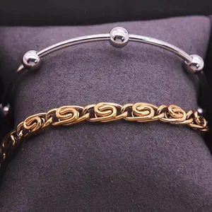 Bracelet vintage à chaîne épaisse pour femme, chaîne ajustable en plaqué or 18 carats pour femme en acier inoxydable