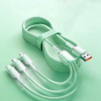 Câble de charge pour téléphone portable USB vers L Type C Micros en nylon tressé 3 en 1 1,2 m Câbles de charge rapide multifonctionnels pour iPhone Samsung