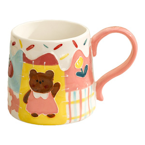 Mug en céramique sous glaçure, style rétro, mignon, pour filles, tasse à eau, petit-déjeuner, design esthétique unique, vente en gros - Product Image 5