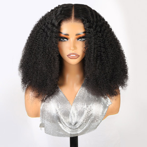 A buon mercato 35cm parrucca africana calda signore europee e americane piccoli ricci neri elfo riccioli afro crespi capelli umani sfusi - Product Image 6