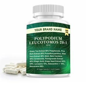 Extracto de hierbas naturales puras de alta calidad 100% Polypodium Leucotomos 20:1 cápsulas de etiqueta privada directa del proveedor indio - Product Image 1