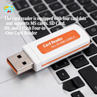 Lector de Tarjetas de Memoria USB 2.0 4 en 1 para Tarjetas SD, TF, T Flash y M2, Adaptador Multifuncional de Alta Velocidad con Cubierta Protectora