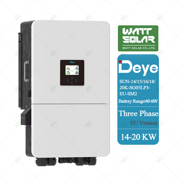 Deye Sun-15k-sg05lp3-eu-sm2 380v 14kw 15kw 16kw 18kw 20kw Hybrid Solar Inverter With 48v Low Voltage Battery in Stock