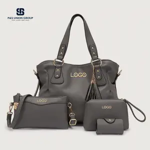 Bolsos de mano con logotipo personalizado para Mujer, conjunto de 4 Bolsos de mano de diseñador, venta al por mayor, 21528