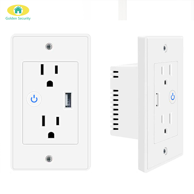 Tuya WiFi Smart Wall Socket US Standard USB Charge Support Overolad Protection15A AC110V Outlet Alexa Google Home Voice Control