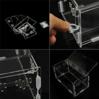 Présentoir pour Reptile en acrylique transparent à 2 compartiments, boîte d'élevage pour Reptile, pour 1/2 1/2 insectes et lézard, réservoir pour animaux de compagnie
