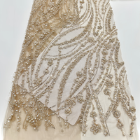 Luxe 3D mariée dentelle tissu Floral clairon perle broderie élégant paillettes perlé dentelle tissu pour robe de mariée