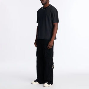 T-shirt en tricot pour homme, décontracté, respirant et anti-rétrécissement, à bas prix, orné de strass - Product Image 2