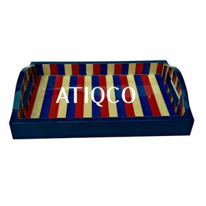 ถาดเสิร์ฟไม้ทาสีศิลปะแอบสแตรกต์ถาดชาทำจากไม้แลคเกอร์สำหรับบ้านและร้านอาหารโดย atiqco - Product Image 4