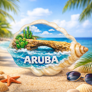 Imán de Resina Personalizado de la Playa de <span class=keywords><strong>Aruba</strong></span>, Recuerdo Decorativo, Regalo Turístico, Recuerdo Magnético de Viaje al por Mayor - Product Image 1