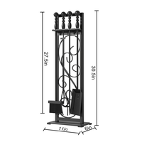 Ensemble de 5 outils pour foyer, outils pour foyer extérieur, comprenant un porte-chaîne décoratif, une pelle portable, une brosse, des pinces et un bâton de bûches