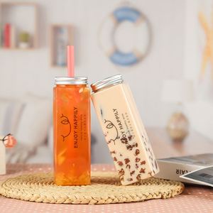 Bouteille en plastique PET transparente pour jus <span class=keywords><strong>de</strong></span> fruits, boissons, thé au lait, 380 ml, 500 ml, 650 ml, avec bouchon en aluminium - Product Image 2