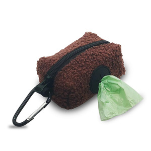 Bolsa de Almacenamiento para Excrementos de Mascotas, Color Café, Lana de Cordero, 10x5.5x4.5cm, con Mosquetón para Desechos de Perros - Product Image 2