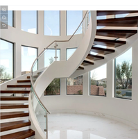 Escalier Courbé de Luxe avec Stringer Courbé en Acier Inoxydable et Main Courante Courbe pour Intérieur