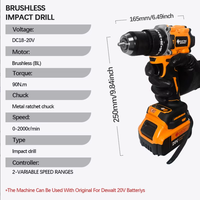 Perceuse à percussion sans fil électrique Factory Direct Electric Goddess DCD800 avec moteur sans balais 2000 tr/min, couple de 90 Nm, garantie de 3 ans, batterie OEM 20V