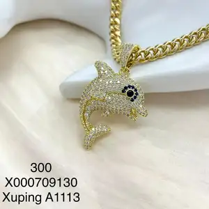 Xuping nouveau collier pendentif papillon CZ plaqué or 14 carats à la mode bijoux Hiphop