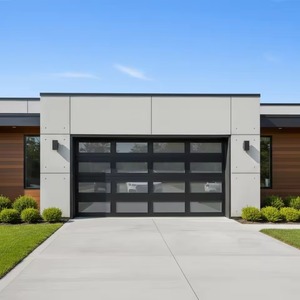 Porte de <span class=keywords><strong>garage</strong></span> sectionnelle résidentielle moderne en aluminium noir avec isolation acoustique, commande automatique, coulissante verticalement, <span class=keywords><strong>prix</strong></span> bas - Product Image 1