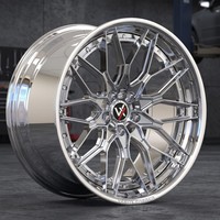 Jantes forgées VeroX 2 pièces, finition argent poli, à profil profond, multi-branches, en alliage, pour BMW, Mercedes-Benz, Audi, Porsche, Tesla, Lexus
