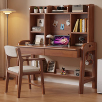 Escritorio Ergonómico de Madera Sólida con Estantería Integrada para Oficina en Casa, Dormitorio o Espacio de Estudio