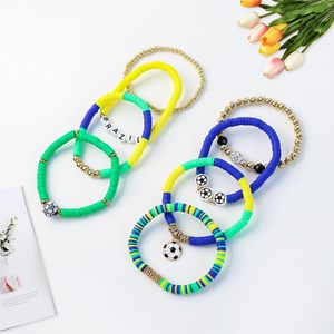 Meilleures ventes transfrontalières : Ensemble de bracelets faits main en pâte polymère souple avec pendentifs football et perles lettres, pour thèmes d'équipes et tourisme - Product Image 4