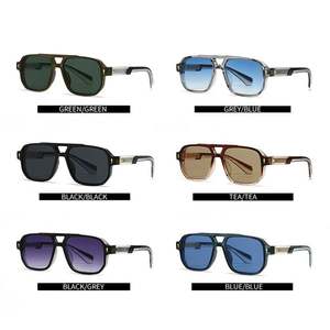 Lunettes de soleil rétro carrées personnalisées 2025 avec logo, protection UV400, monture transparente, double pont, pour hommes et femmes - Product Image 4