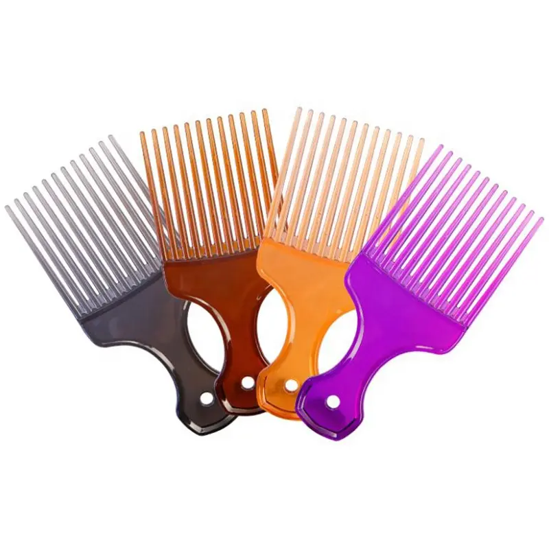 Ningbo fabbrica sublimazione personalizzato di plastica variopinta largo del dente capelli pick afro pettine con logo