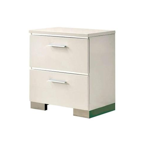 Contemporary 1-Piece Nightstand with High Gloss Lacquer Chrome Handles <b>White</b> <b>Bedside</b> <b>Table</b> Furniture Panel Wood for Home Storage - Product Image 2
