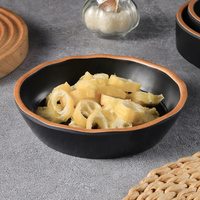 Ensemble de vaisselle en mélamine noire en vente en gros, soucoupes, ensemble d'assiettes de restaurant pour sushis, plats en mélamine en plastique incassables