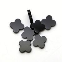 100 pierres précieuses en agate noire naturelle de 5 mm à 16 mm, 2 mm d'épaisseur, trèfle à quatre feuilles, onyx, pierres précieuses en vrac