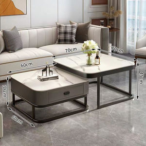 Hiện đại 2-in-1 có thể thu vào Bàn cà phê scandi đá cẩm thạch hoặc kính màu thiết kế cho Album ảnh hiển thị - Product Image 3