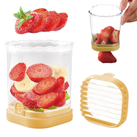 Snelle fruit- en groentesnijder en -hakselaar met opvangbak - snijbeker voor aardbeien, druiven, bananen, champignons