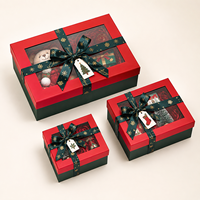 Boîte cadeau rigide personnalisée pour Noël avec couvercle et base, fenêtre transparente, emballage en carton imprimé pour les fêtes, pour bonbons, biscuits, cadeaux