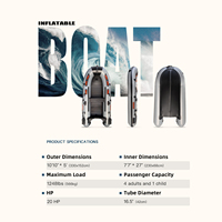 Bateau pneumatique HY Sports 3,3 m en alliage d'aluminium et PVC, bateau de sauvetage pour 5 personnes, bateau de pêche