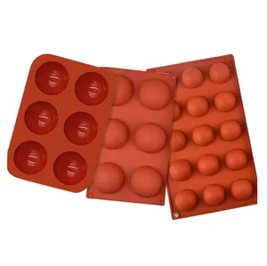 6 Holes Silicone Bomb Half Circle Baking Mold For Chocolate, Cake, Jelly, Pudding, Handmade Soap, Round Shape Reusable Mold