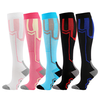Vente en gros bas de course amusant pour hommes femmes 20-30mmhg chaussettes de compression pour varices genou haut sport manchette Logo pour les jeunes