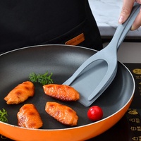 Ustensile de cuisine à double usage 2-en-1 Pince à aliments en nylon antiadhésive pour steak, crêpes frites et spatule à œufs