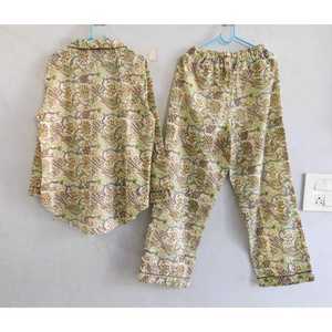 Floral Printed Women Pajama Set 100% Cotton Long Sleeve Woven Shirt with Matching <b>Pants</b> Comfortable Lightweight Summer - Product Image 5