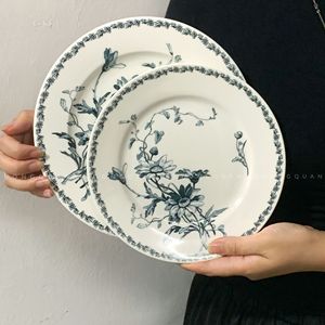 Plato de cerámica vintage estilo francés con diseño de margaritas azules, apto para <span class=keywords><strong>microondas</strong></span>, para cena/postre, venta al por mayor de <span class=keywords><strong>segunda</strong></span> <span class=keywords><strong>mano</strong></span> - Product Image 4