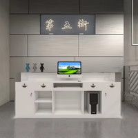 Vente directe d'usine, comptoir de réception en bois, comptoir de réception pour spa, salon, magasin de vêtements, table de caisse avec éclairage LED
