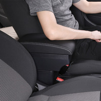 Vtear Boîte de rangement élégante en ABS et cuir PU pour accoudoir de voiture, avec porte-gobelet USB avant, accessoires intérieurs pour Suzuki Ertiga 2015-2019