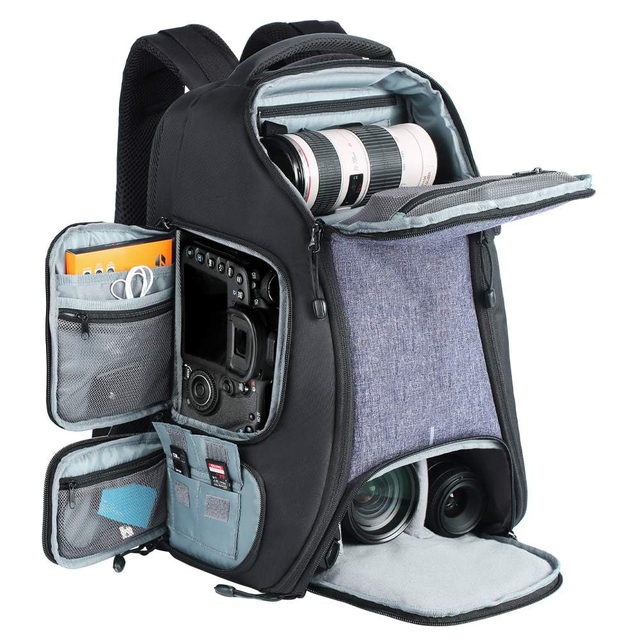 New Design Large Capacity Waterproof Shockproof Camera Backpack Photography Backpack With Tripod Strap and Rain Cover