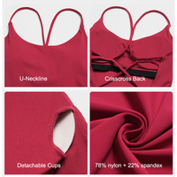 Combinaison de yoga pour femme Roregal à dos ouvert, froncée, effet push-up, coupe courte, pour Pilates et Yoga