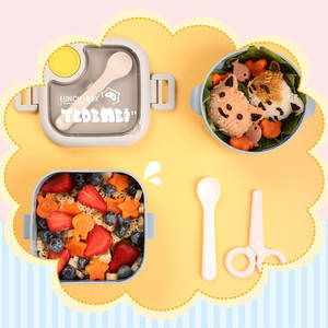 Lonchera Tedemai de Acero Inoxidable 304, Tazón Portátil para Comida de Bebé, para Salidas y Jardín de Niños, Libre de BPA, Estilo Simple - Product Image 3