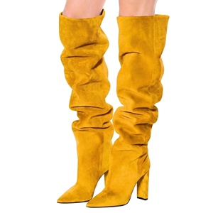 Nouvelles bottes sexy <span class=keywords><strong>pour</strong></span> femmes, style western, en faux daim, à talon bloc, à bout pointu, au-dessus du genou, avec soutien de la voûte plantaire, faible MOQ, hiver - Product Image 6