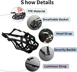 <span class=keywords><strong>Bozal</strong></span> Ajustable para Perro de TPR con Cierre de Hebilla, Multicolor, Transpirable, Ecológico, en Varios Tamaños S-XL - Product Image 6