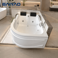 Baignoire hydromassante moderne en acrylique, 8 jets de bain à remous, BAIYAO 6003, baignoire spa rectangulaire, 2 personnes, 1800x1200mm, utilisation hôtelière, personnalisable