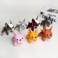 Porte-clés en cuir PU de marque XZ, motif anime, bouledogue français, breloque mignonne, ornement animalier tendance, souvenir touristique, vente en gros